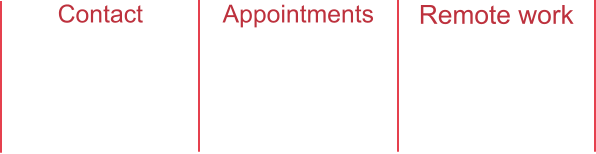 Contact Get in touch by email or telephone even if you just require information about what I offer. Appointments I can do business over the telephone but appointmants can be arranged if you wish. Remote work I would normally work from my home base but I can arramge to work on site.